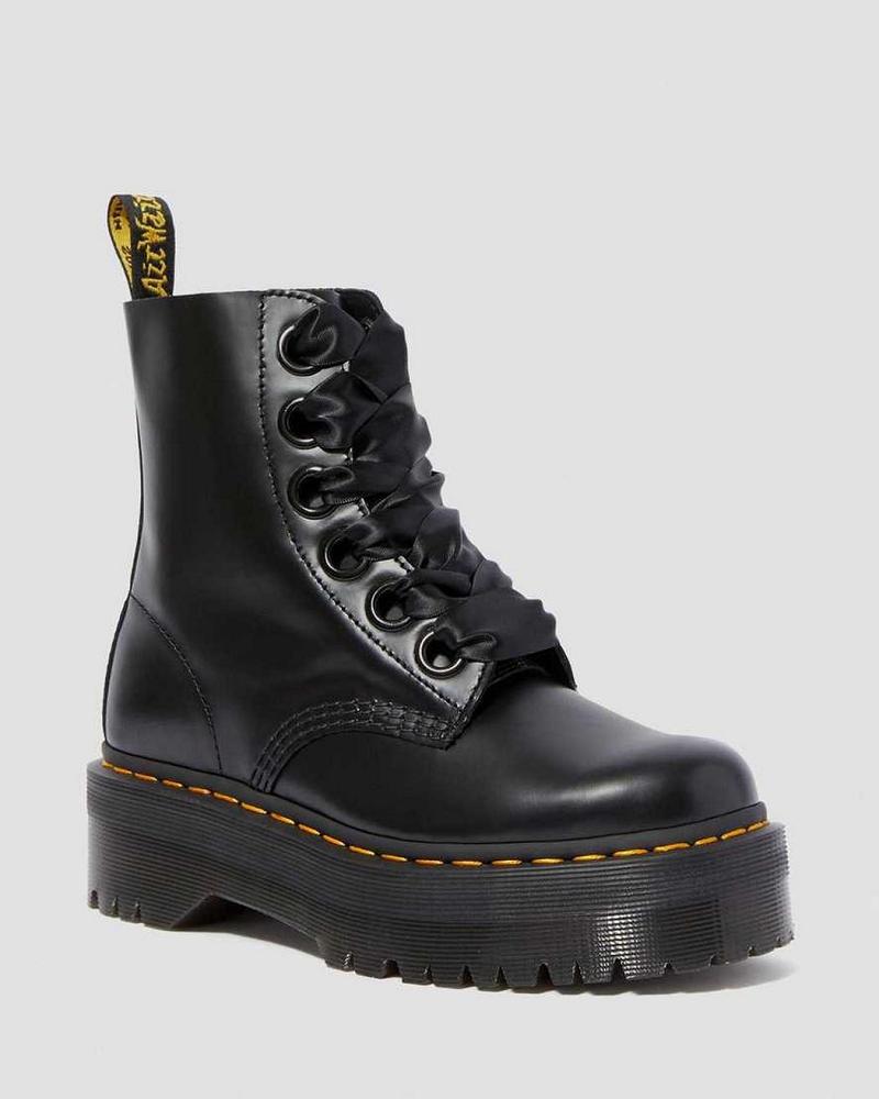 Dr Martens Molly Lær Platform Støvler Dame Svarte | Norge 531WNB